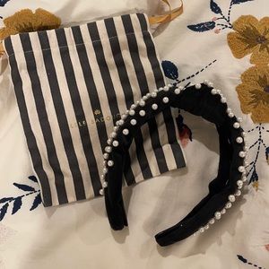 Lele Sadoughi pearl black velvet headband